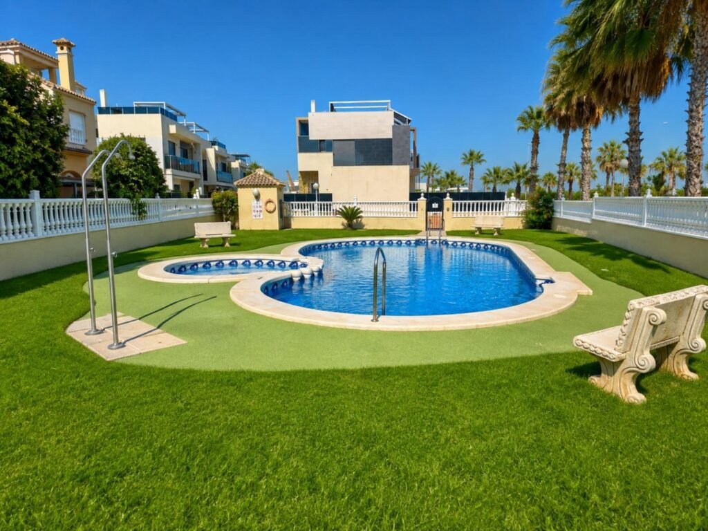 Koti ja yhteinen uima-allas – Lomas de Cabo Roig